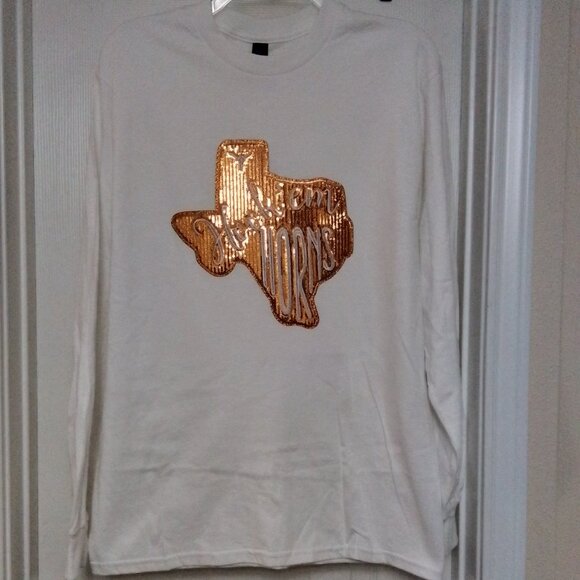 University of Texas Sequin Patch Long Sleeve T-Shirt Medium UT - Picture 1 of 3